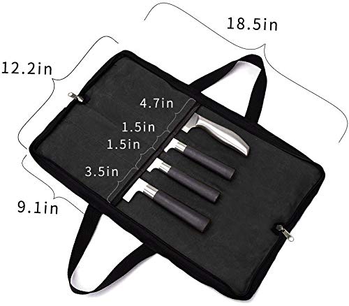 QEES knife roll with separate slots protects blades from rubbing.