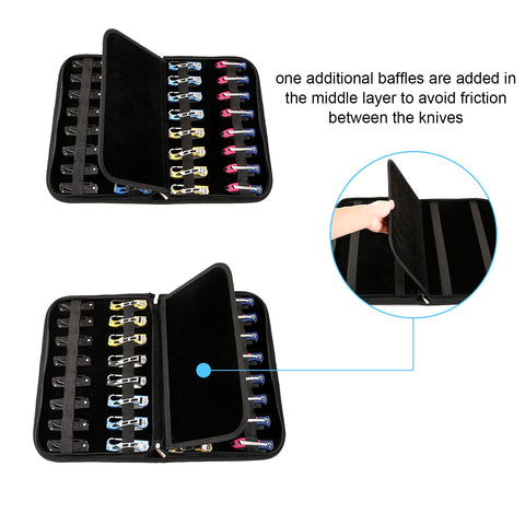 QEES pocket knife display case with zipper closure keeps tools secure.