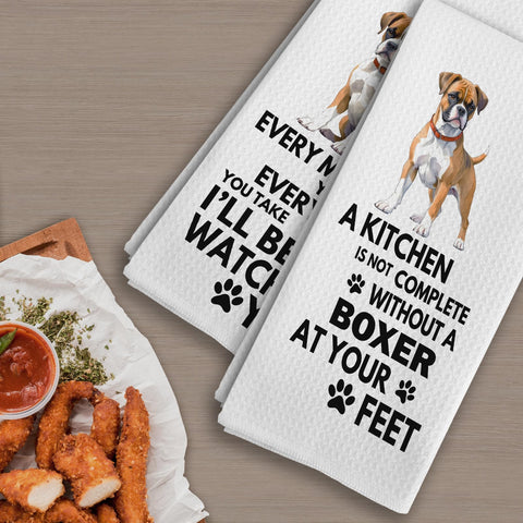 Qeheb Boxer Dog towel decorative art for kitchen, bright colors brighten spaces.