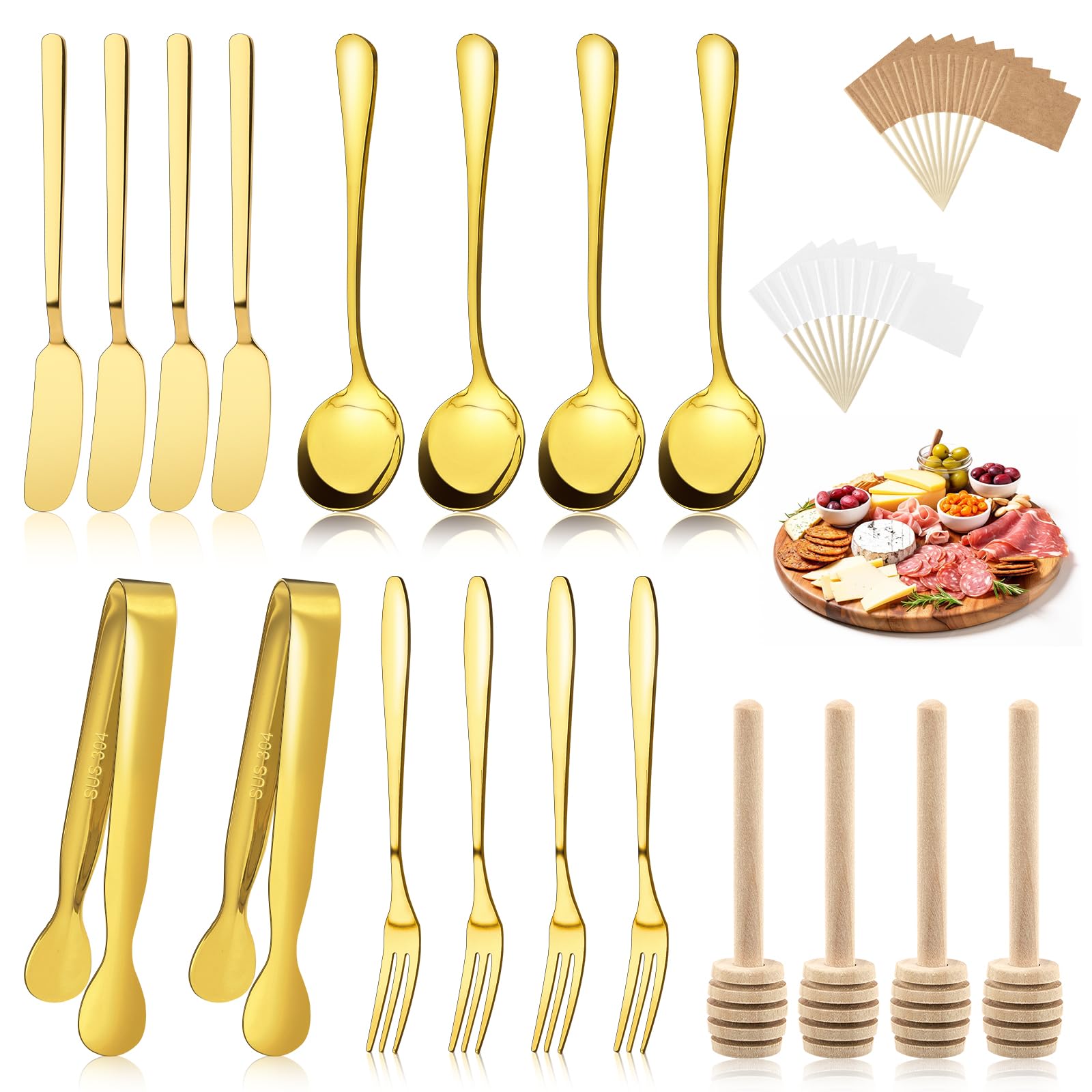Qeirudu gold charcuterie set with cheese spreaders for elegant entertaining