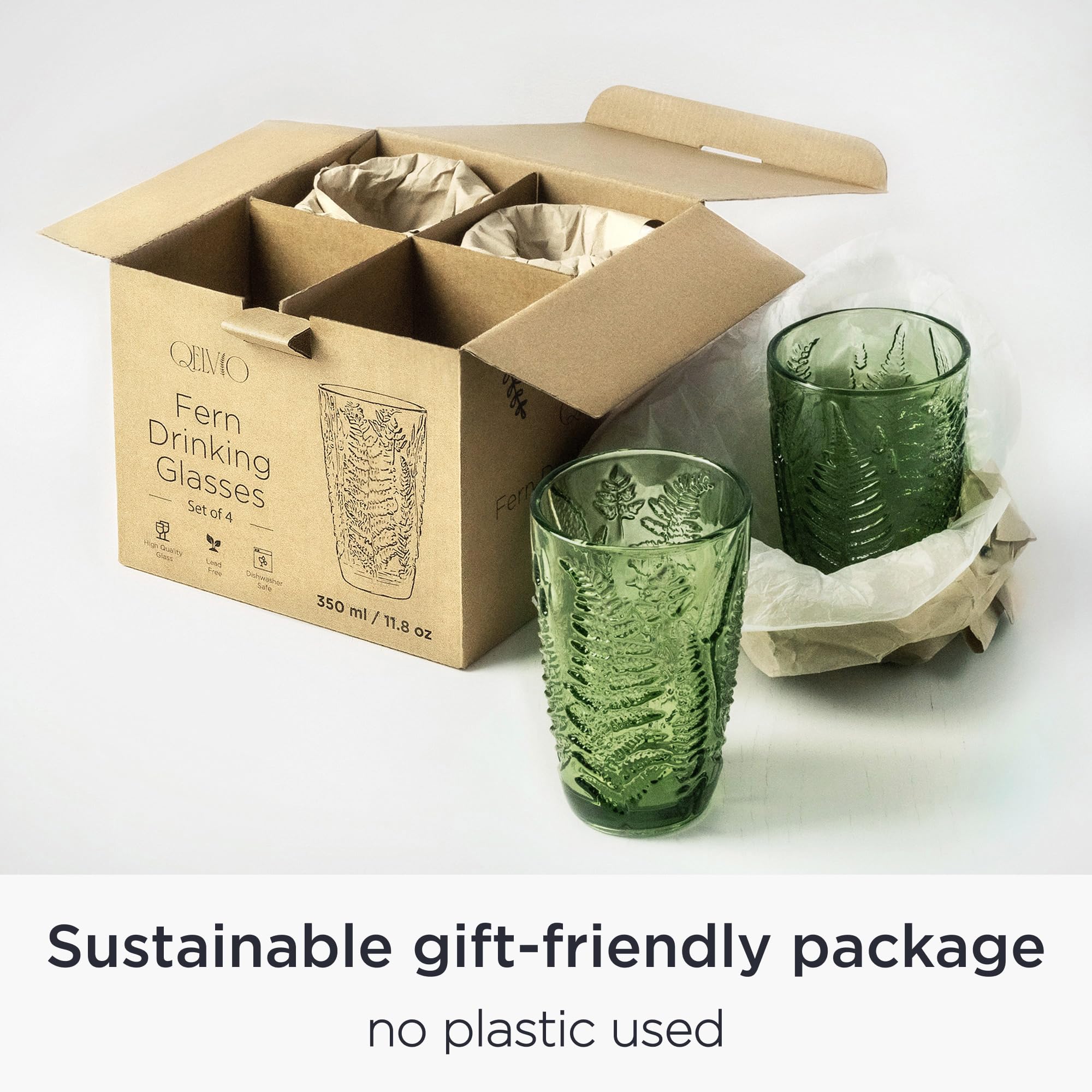 QELVIO retro-style drinking glasses add character to casual and formal settings.