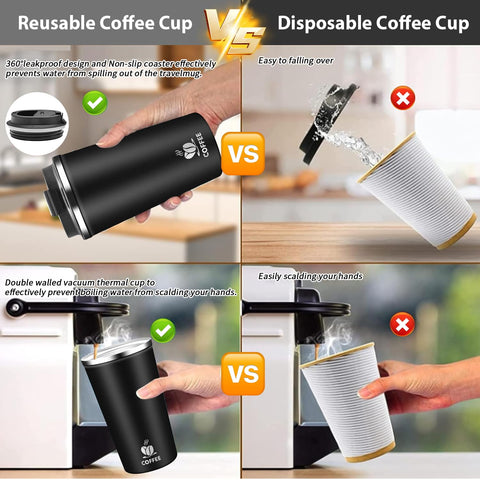 Mug in car cup holder ready for commuting coffee