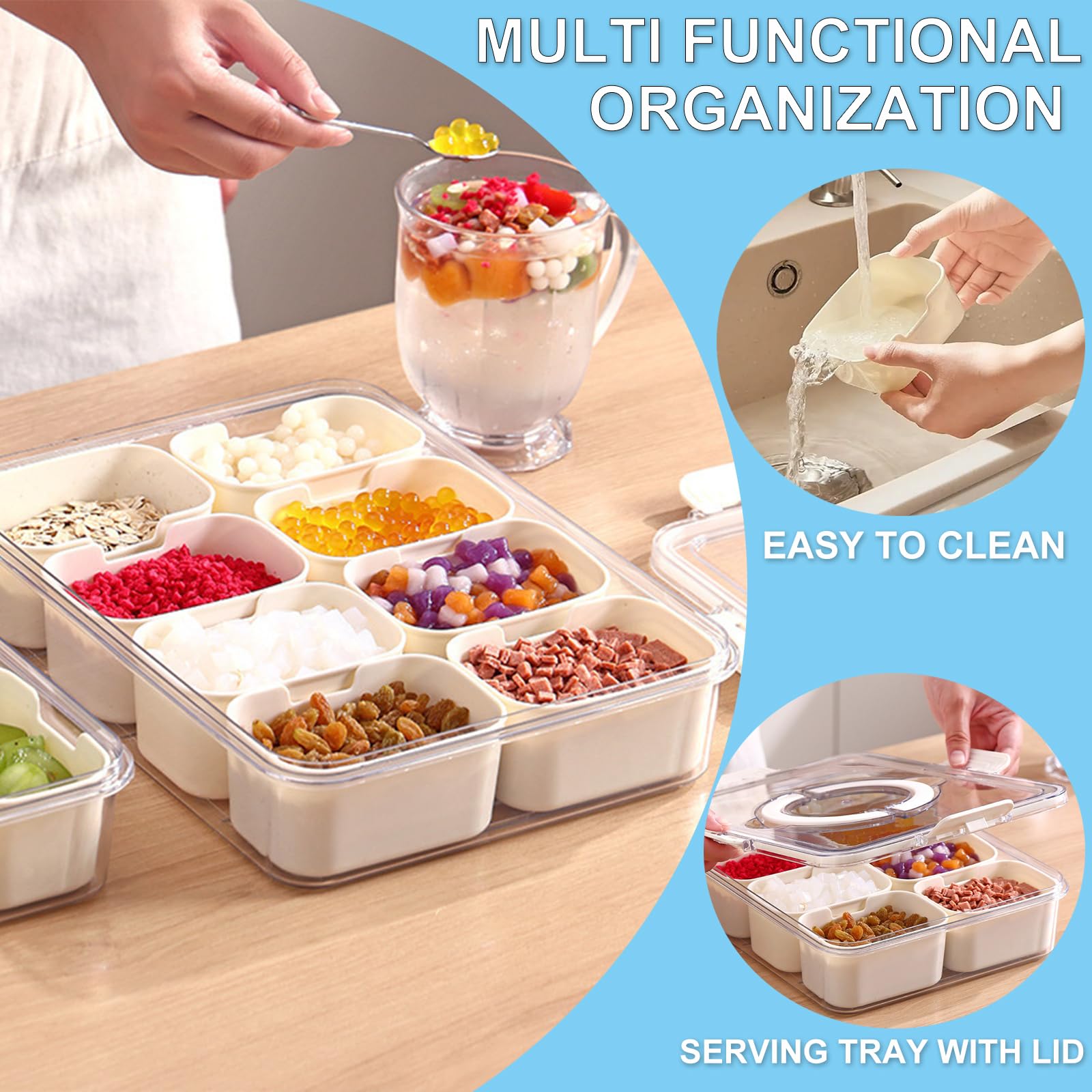 Qeosvve Snackle Box lid and handle for secure transport.