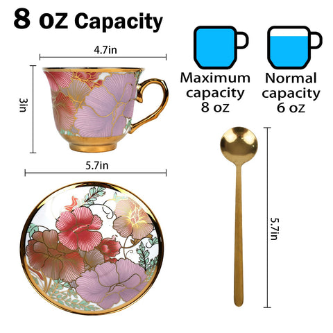 Qetoosur vintage floral teacups showcase elegant design for special occasions.