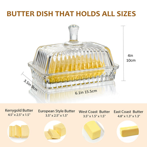 QFkris butter dish long-handle lid for easy grip and operation