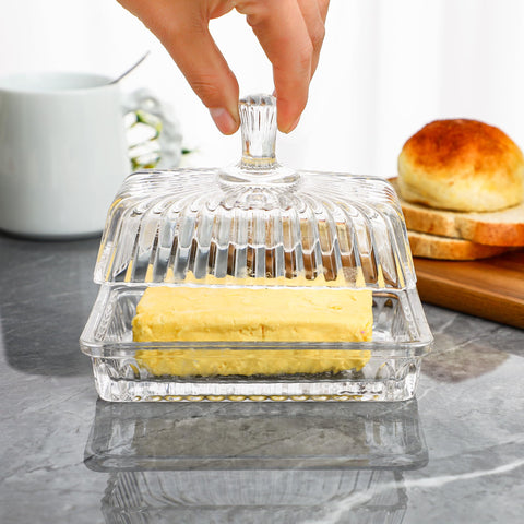 QFkris butter dish on countertop adds decorative touch