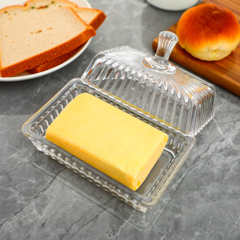 Dishwasher-safe glass butter dish for quick cleanup