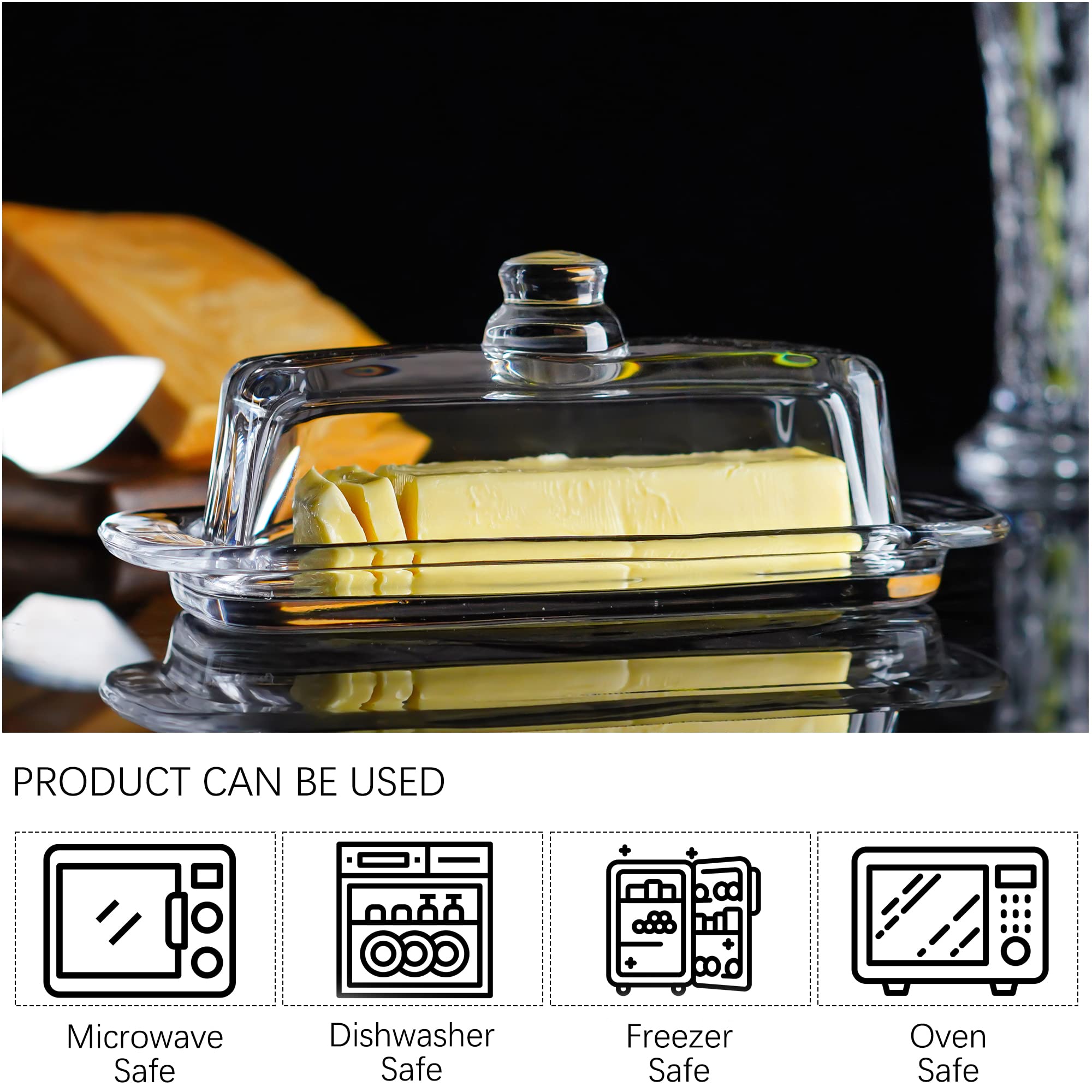 QFkris dishwasher-safe butter dish simplifies cleaning after meals.