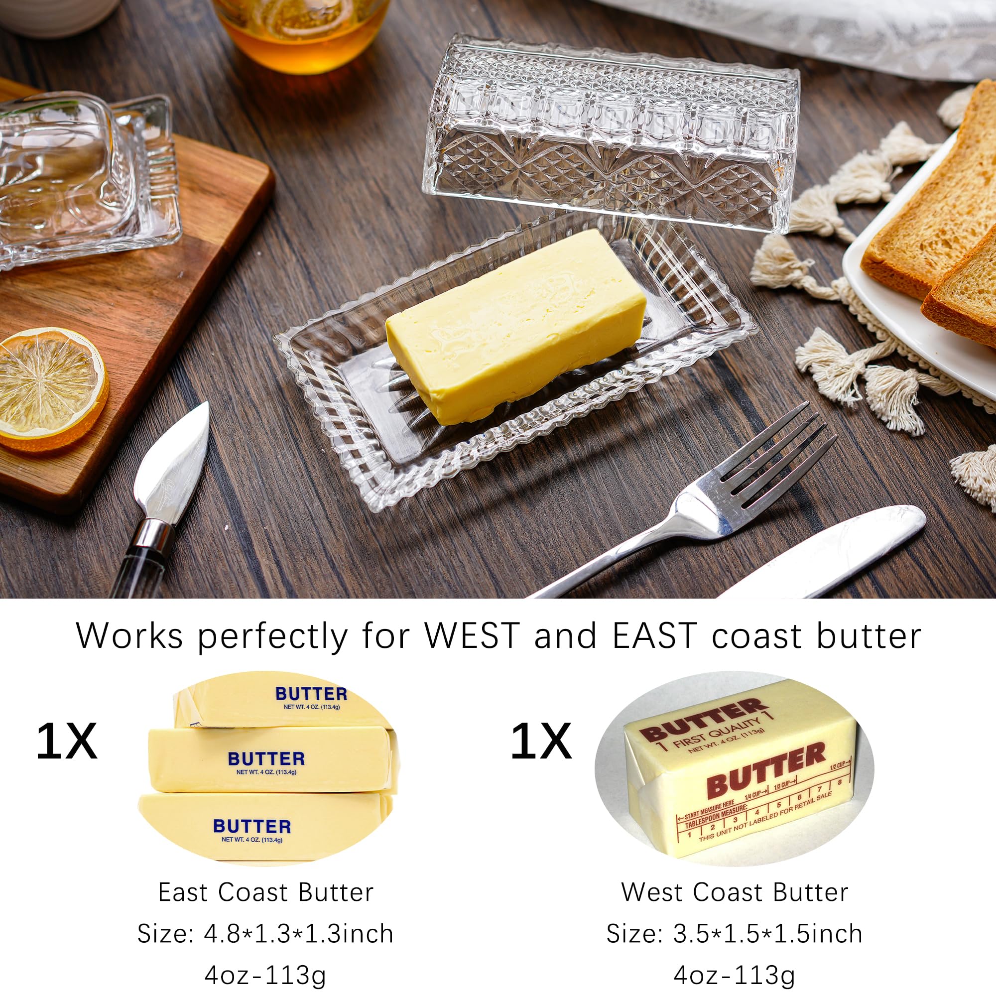 QFkris transparent butter dish adds elegance to any table setting.