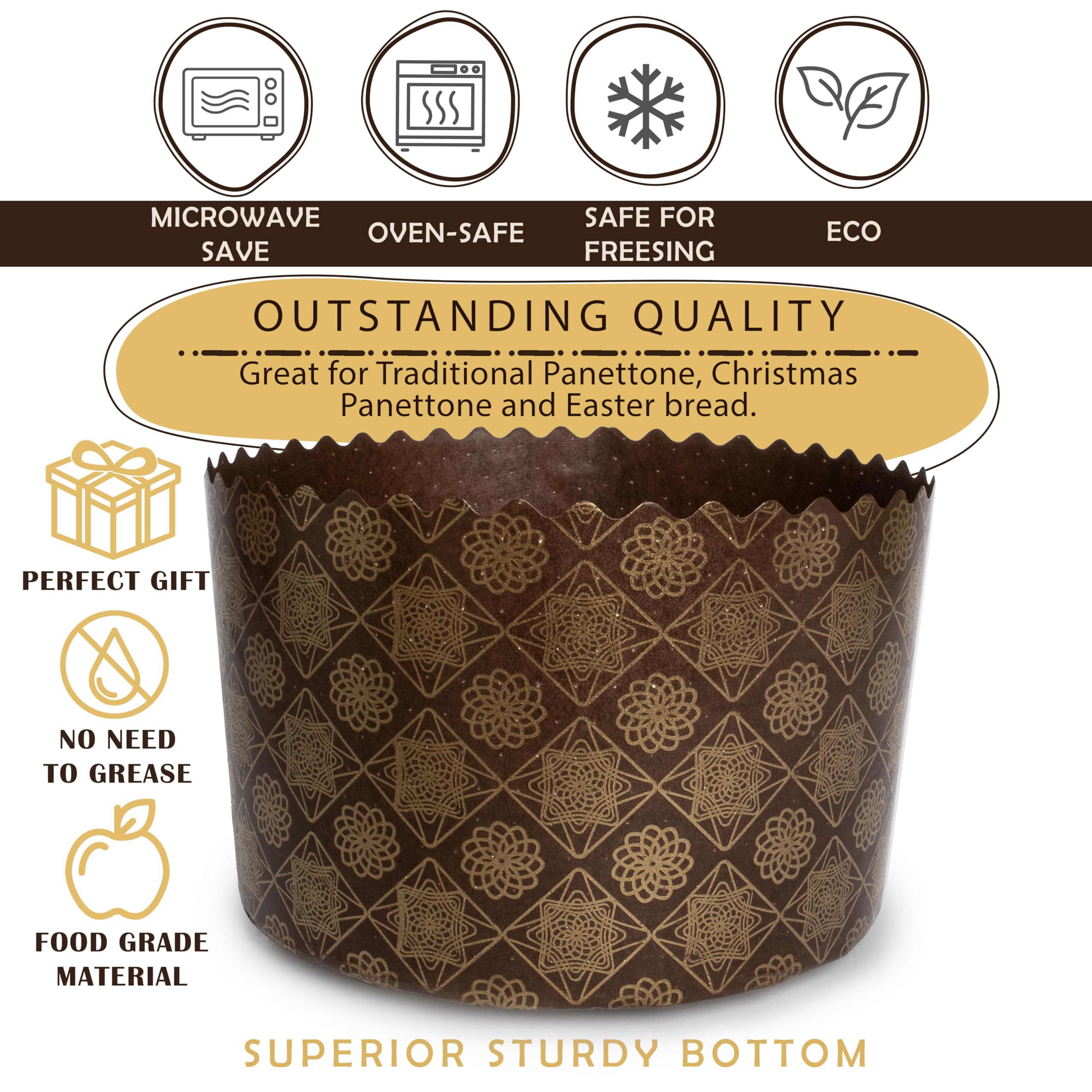 Kulich round mold 9x13cm by QG group for bakeable holiday breads.