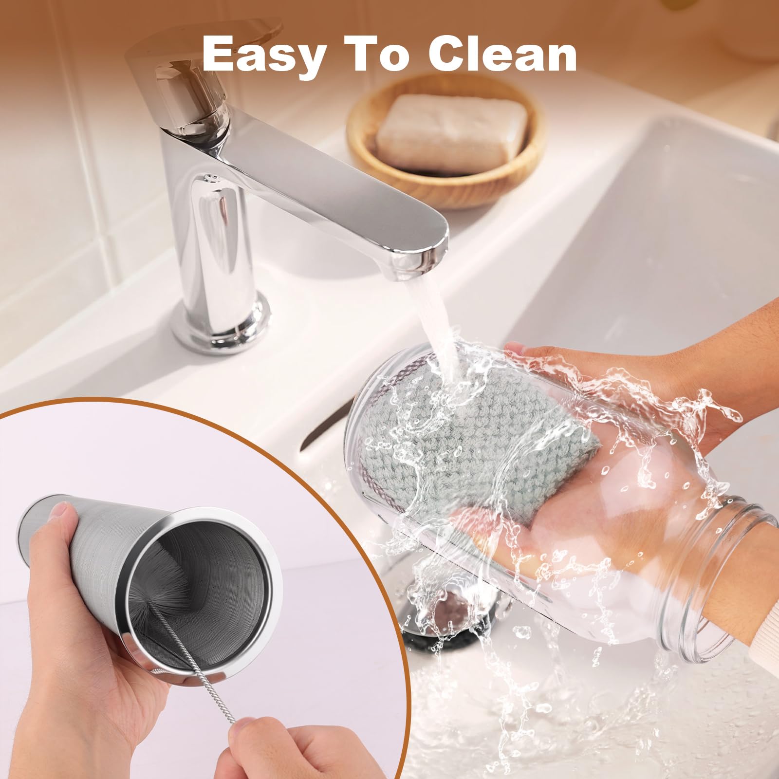 QHH wide-mouth design makes filling and cleaning fast.