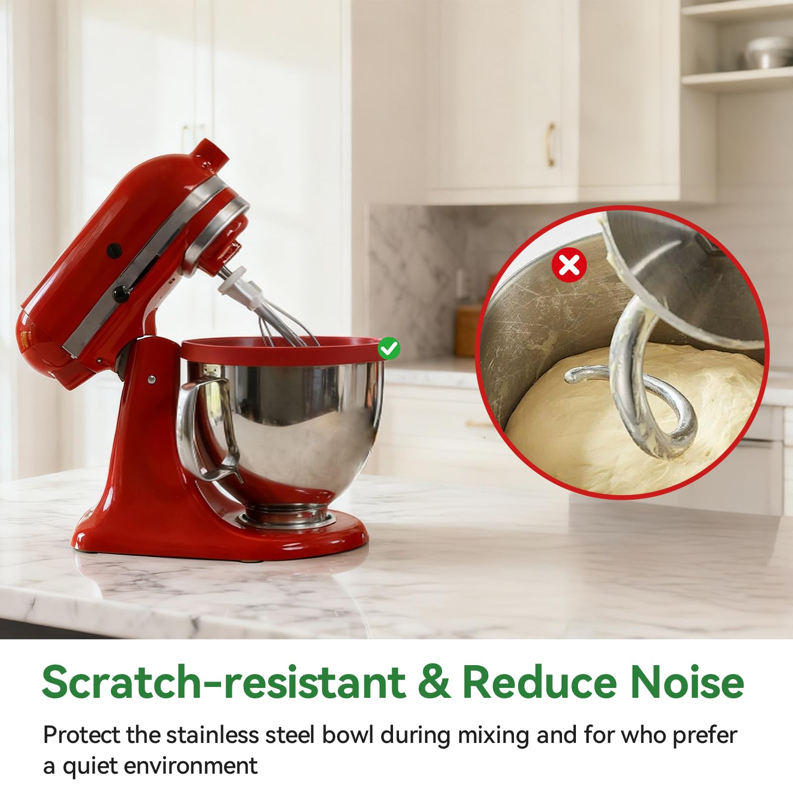 QHMENG silicone liner cleans easily, even sticky dough, with non-stick surface.
