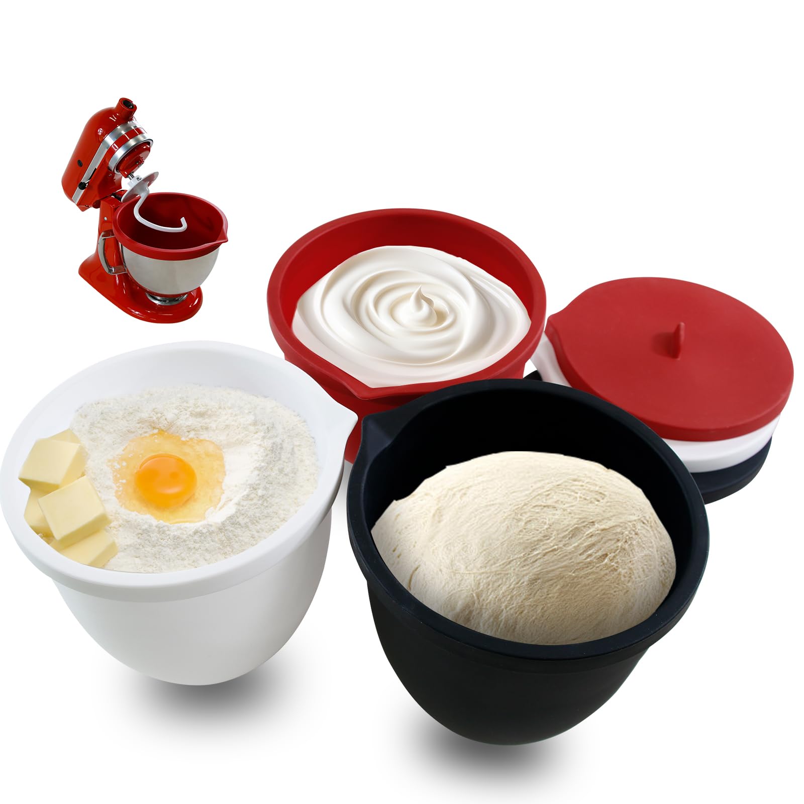 QHMENG silicone liner for KitchenAid 5qt bowl inside protects surfaces during mixing.