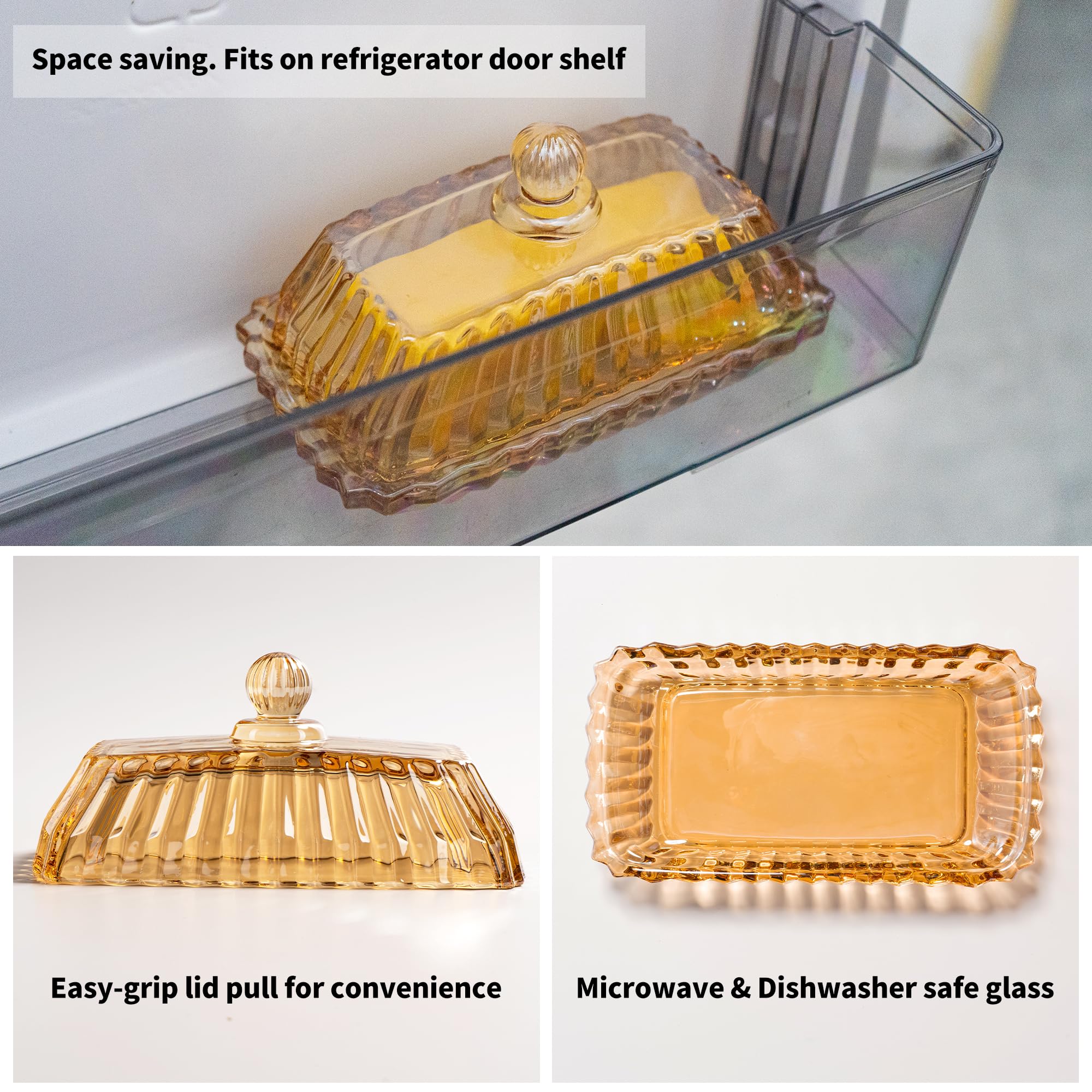 QIANCHANG butter dish with lid pull demonstrating easy opening