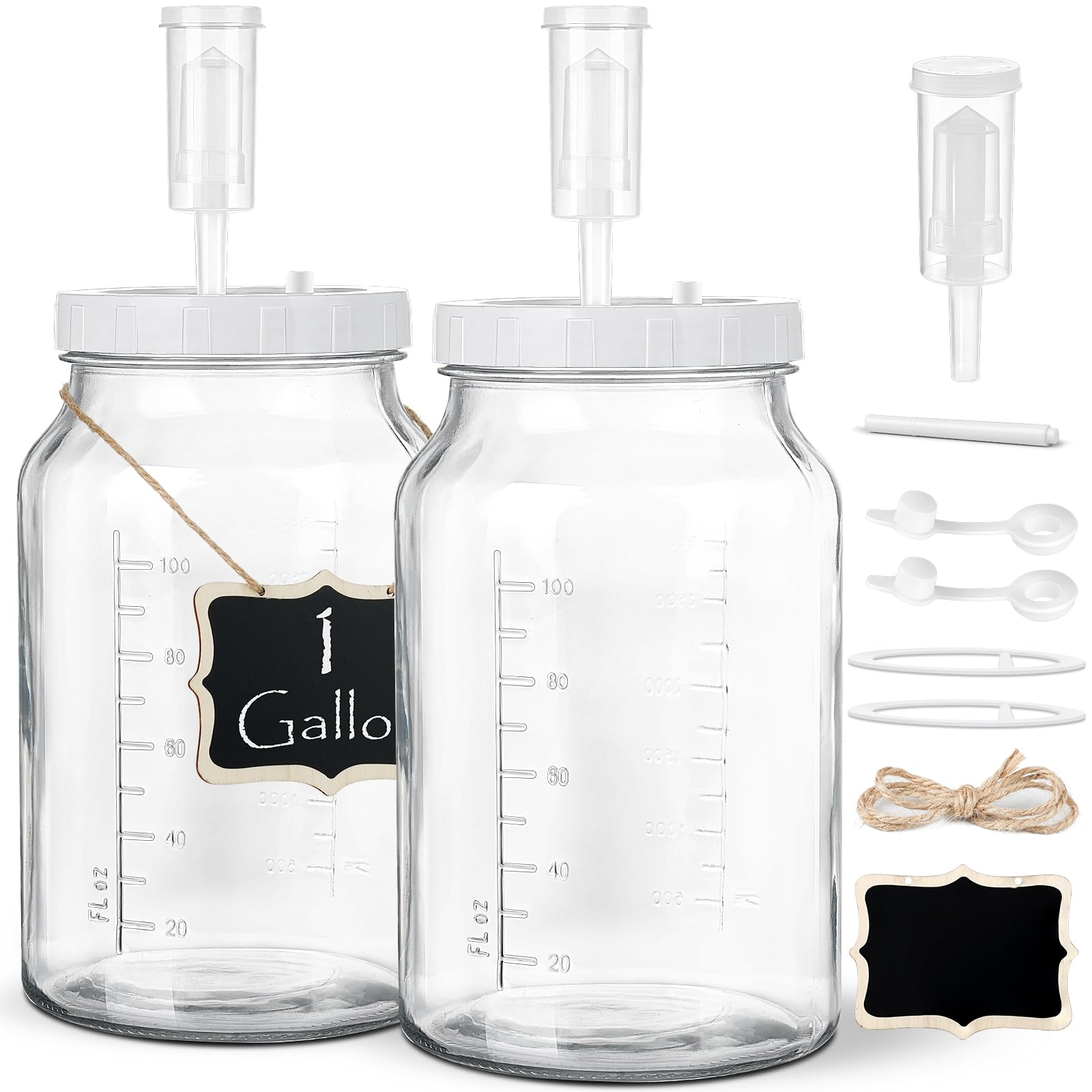 Qianfenie 2-pack 1-gallon fermentation jars with airlocks for airtight fermentation
