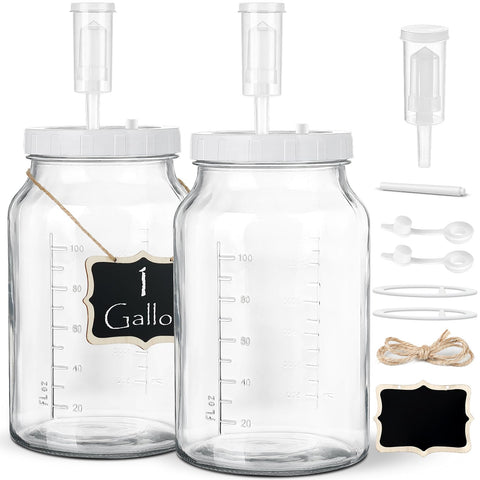 Qianfenie 2-pack 1-gallon fermentation jars with airlocks for airtight fermentation