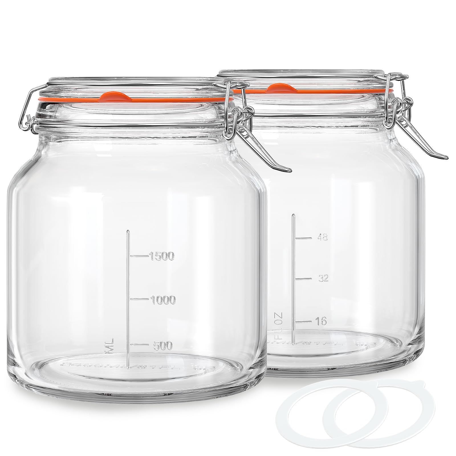 Qianfenie 79oz glass jar with lid viewed from top, showcasing its secure closure.