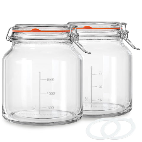 Qianfenie 79oz glass jar with lid viewed from top, showcasing its secure closure.