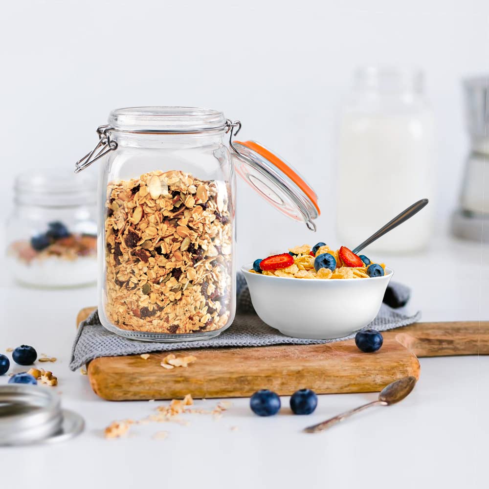 Qianfenie clip-top lid on mason jar showcases durable stainless latch for a reliable seal