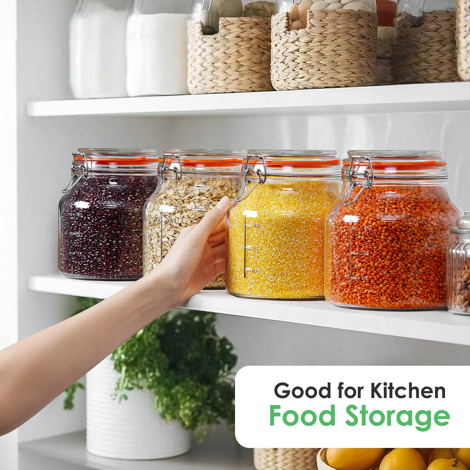 Qianfenie glass storage jar showing contents clearly for quick pantry checks.