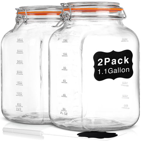 Qianfenie square wide-mouth glass jar shows 4200ml capacity for easy scooping