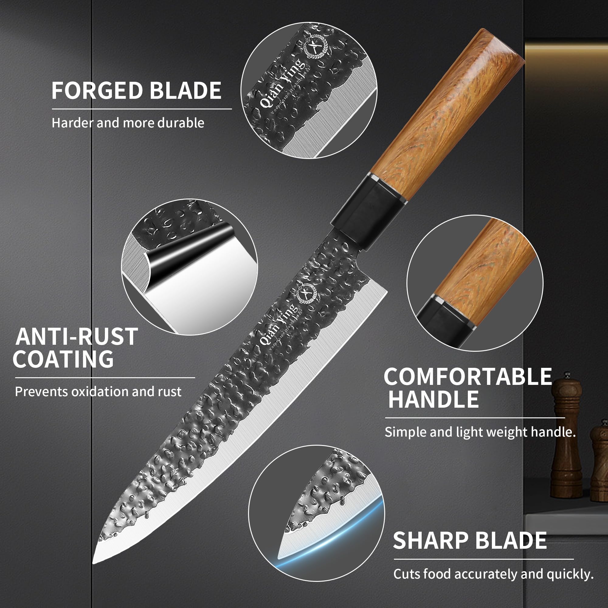 Qianying bread knife with serrated edge for even slices