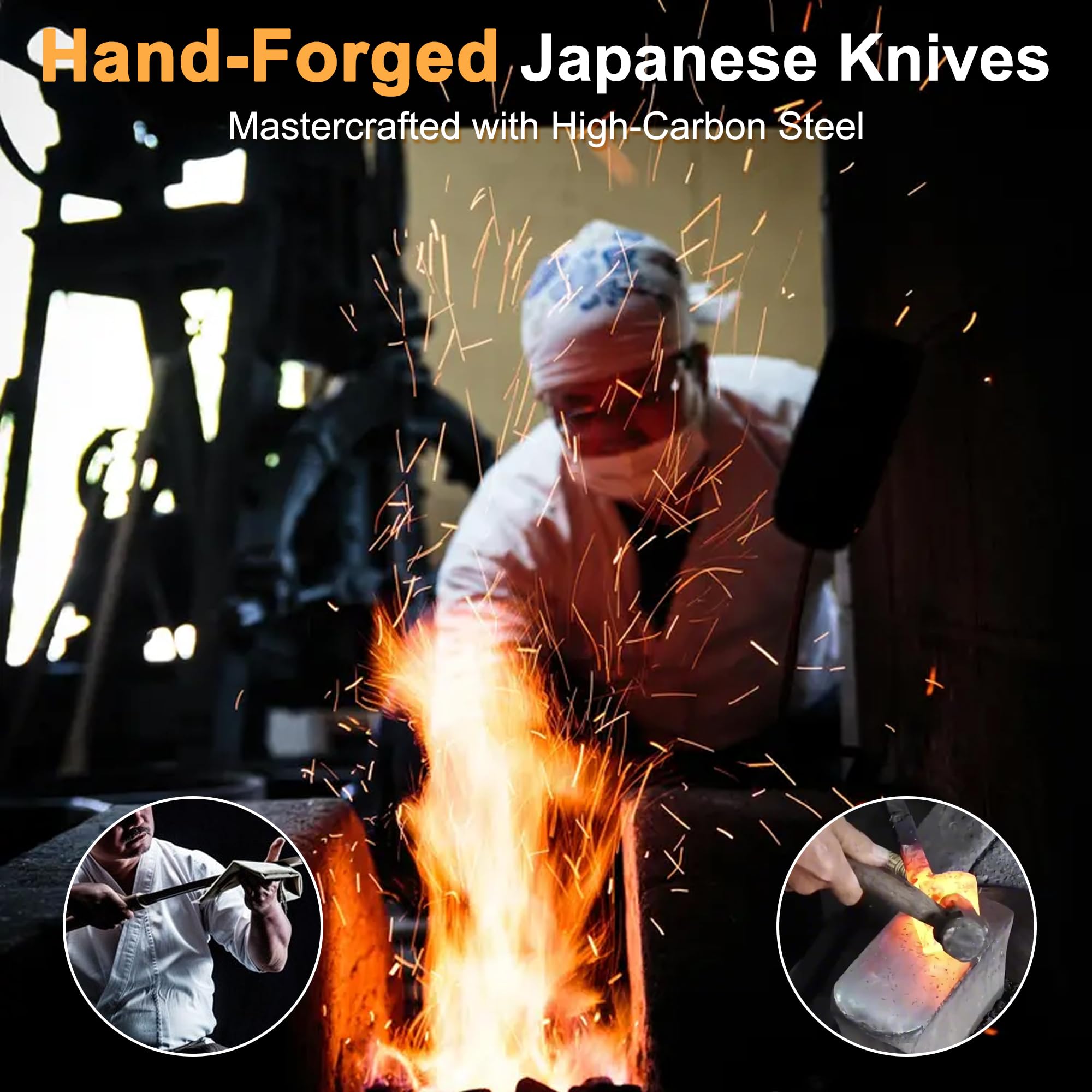 Qianying chef knife blade in black high-carbon stainless steel for precise slicing