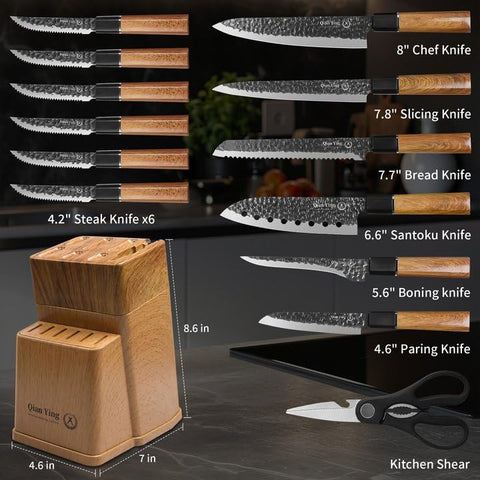 Qianying Santoku knife in black with versatile chopping edge