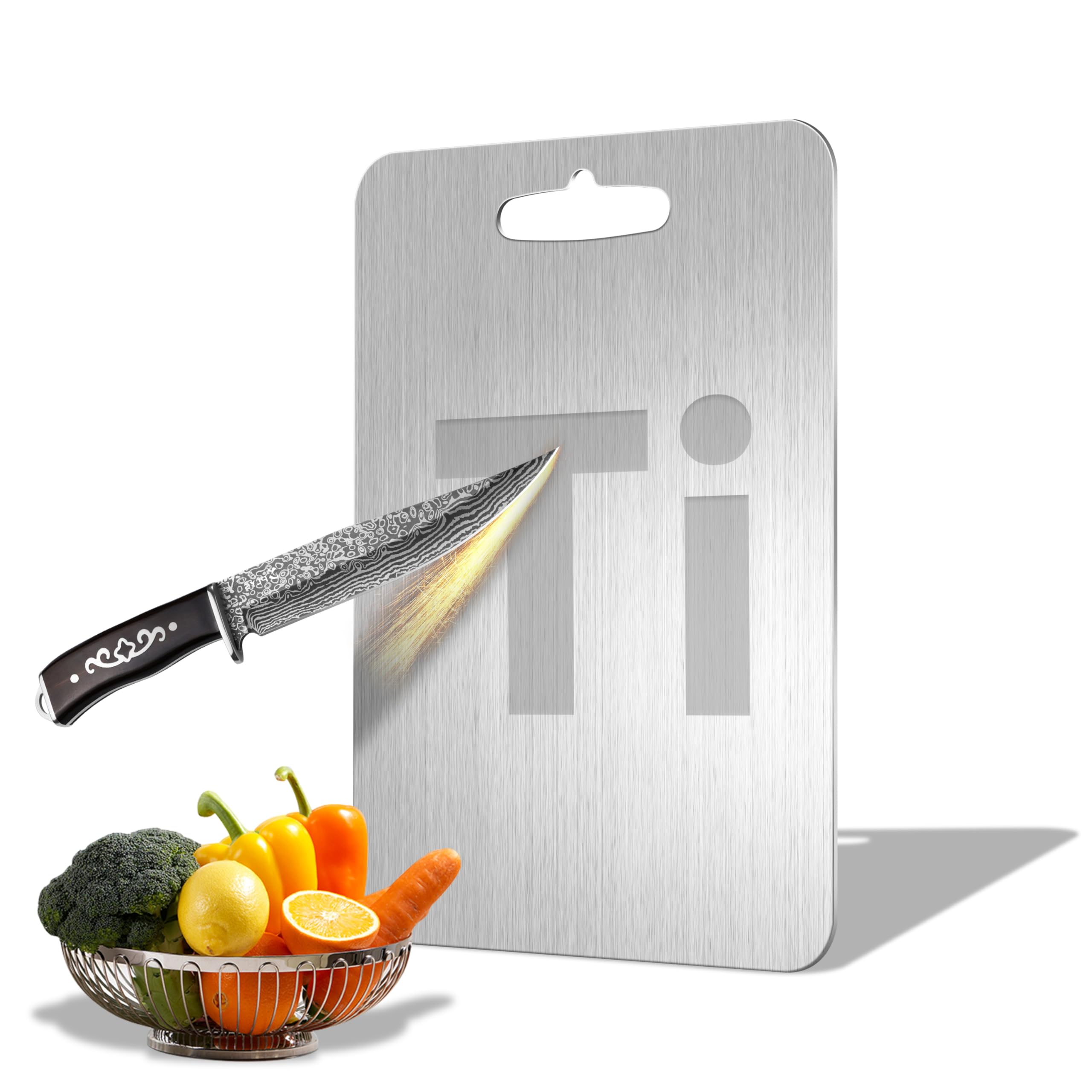 Qianying titanium cutting board 11.5x8 inches for compact kitchen prep.