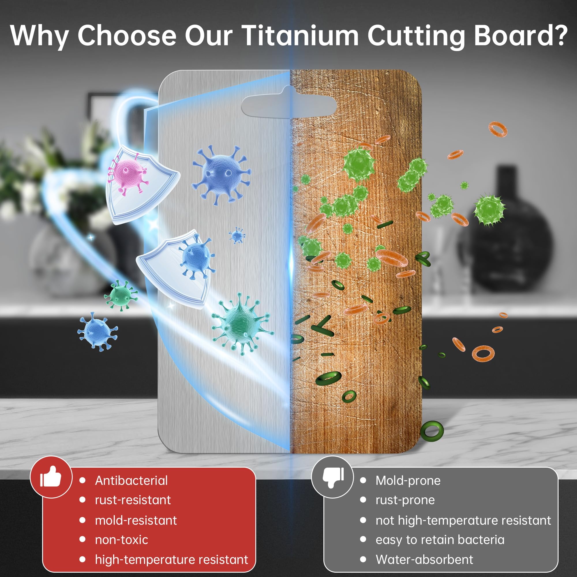 Qianying titanium cutting board 14x10 inches for mid-size meals.