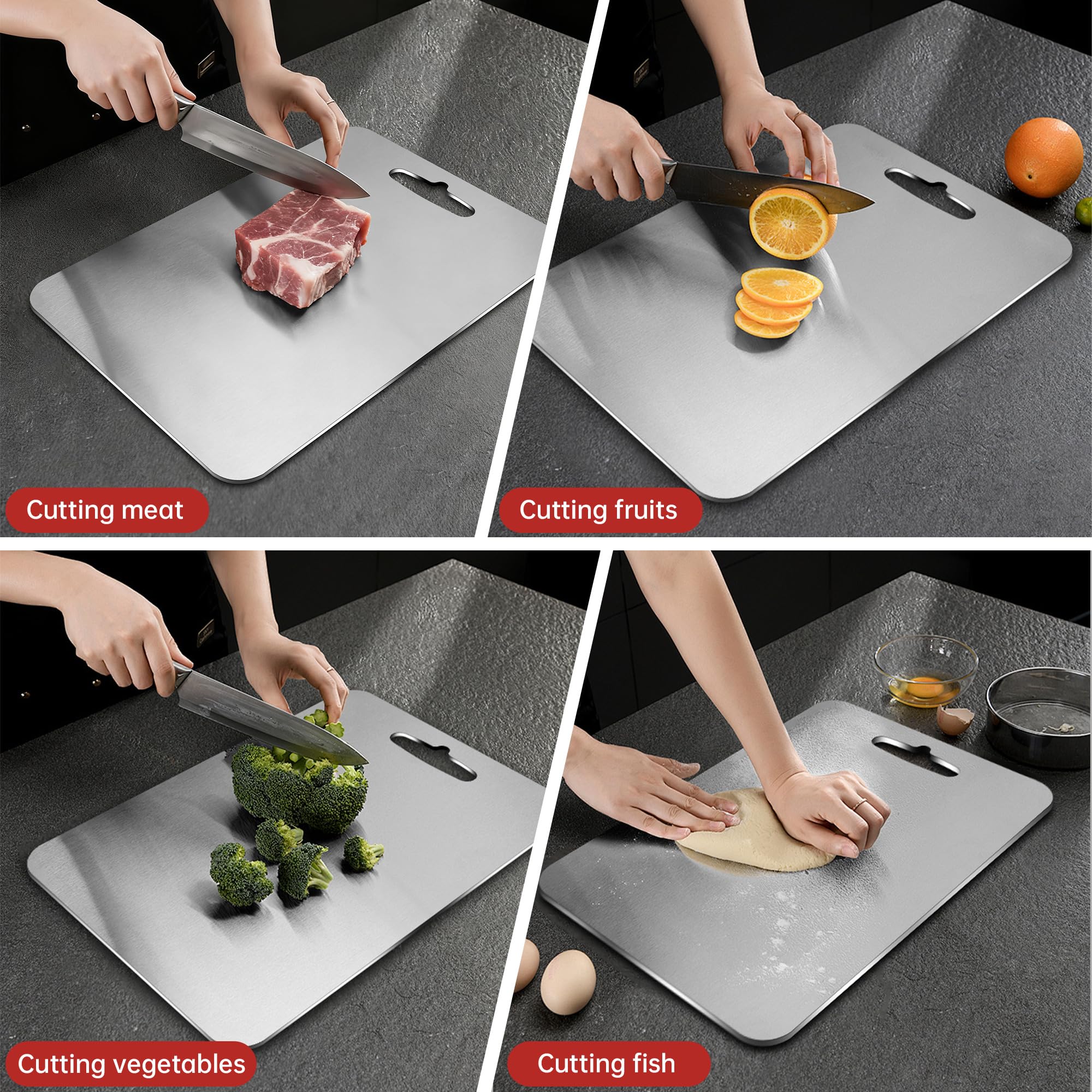 Qianying titanium cutting board 18x12 inches ideal for family cooking.
