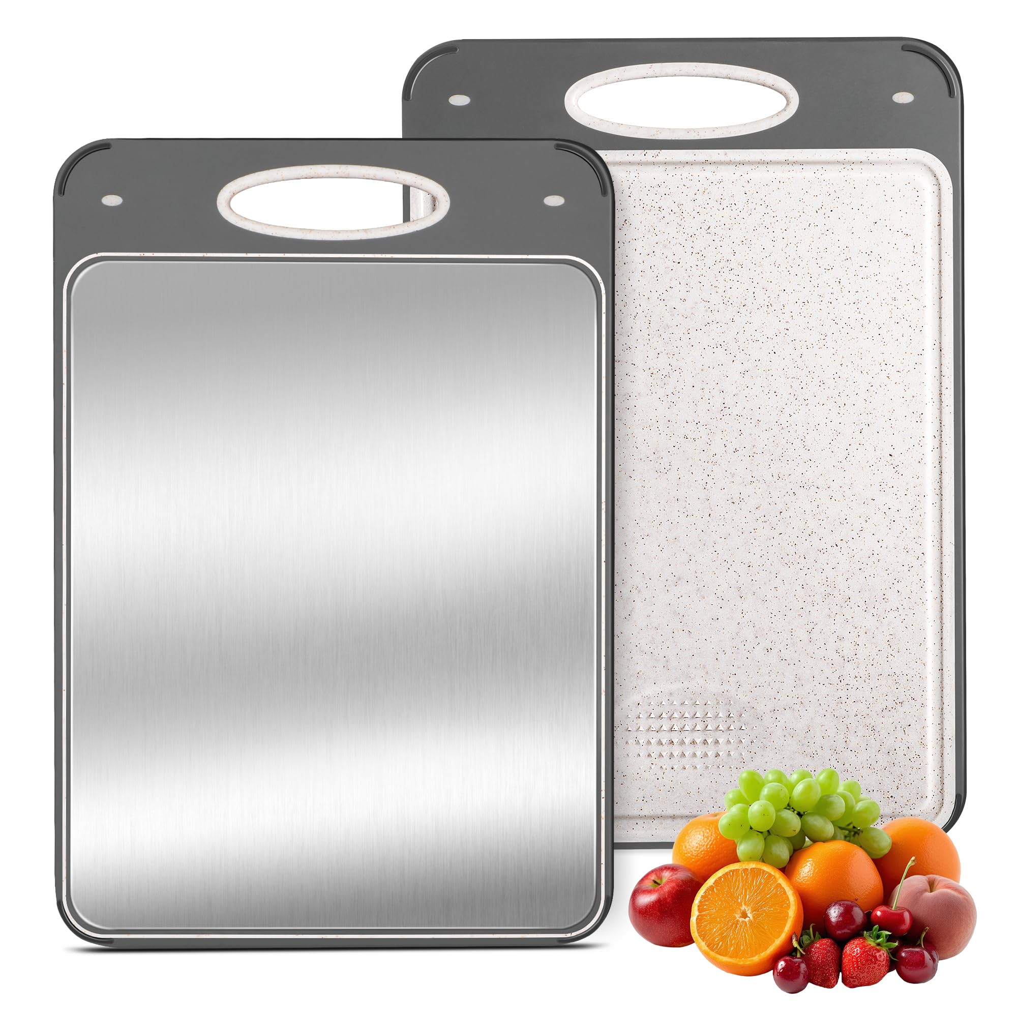 Qianying titanium cutting board dual-surface for meat and fish, rust-free performance.