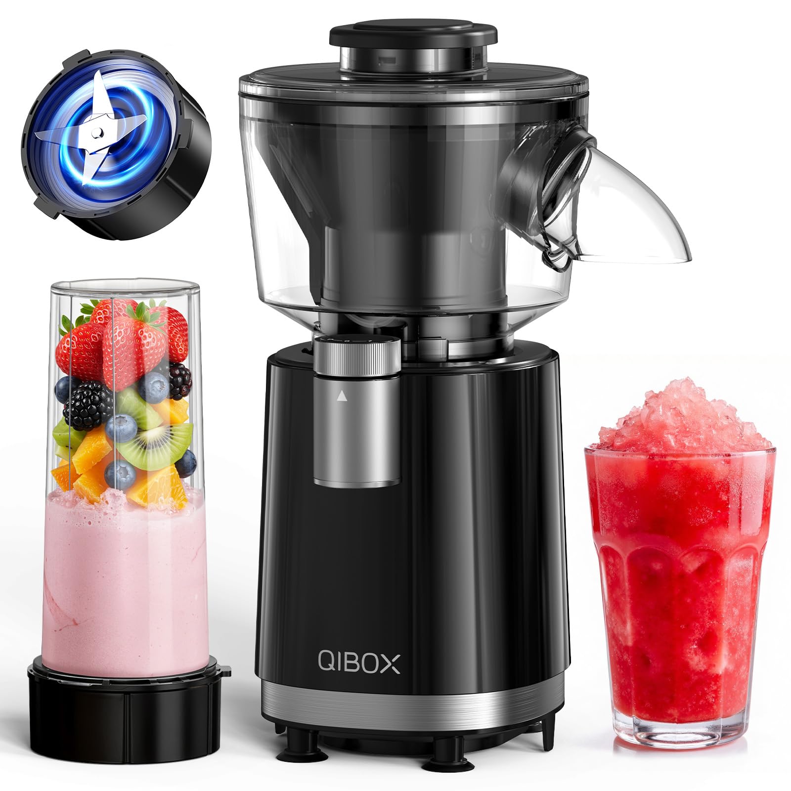 QIBOX snow cone machine front view for quick at-home ice treats
