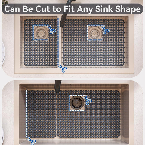 QiCaiJia mat protects sink finishes while draining water efficiently.