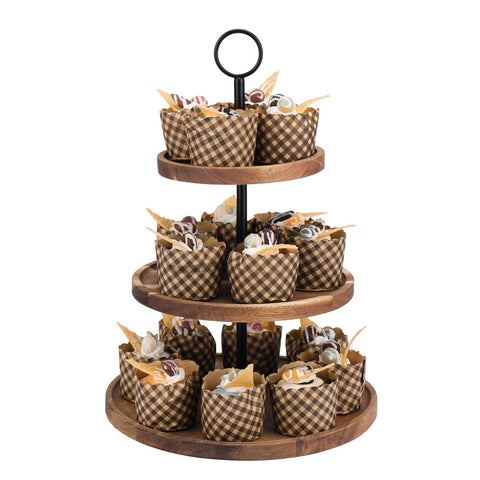 QIELSER 3-Tier Cupcake Stand bottom tray for an elegant dessert display.