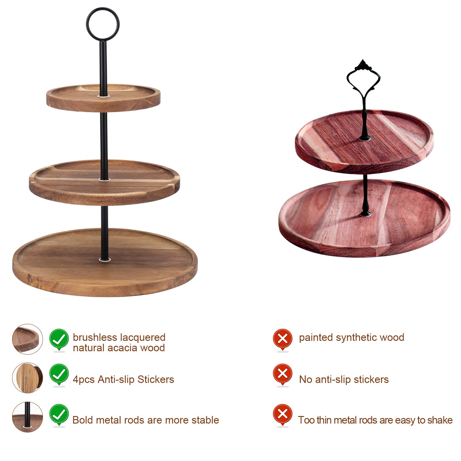 QIELSER Cupcake Stand side view showcases a stable, stylish dessert presentation.