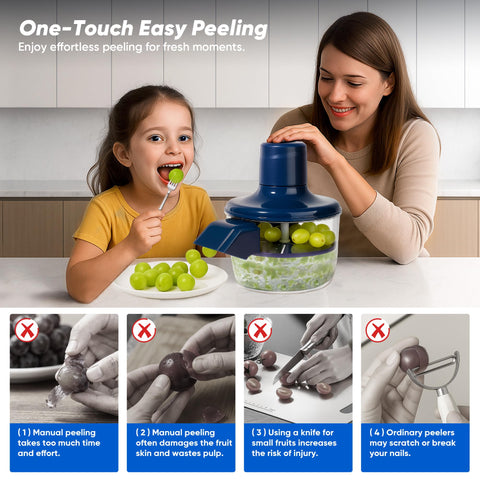 Qiknuny automatic peeler system keeps bowls visible during peeling