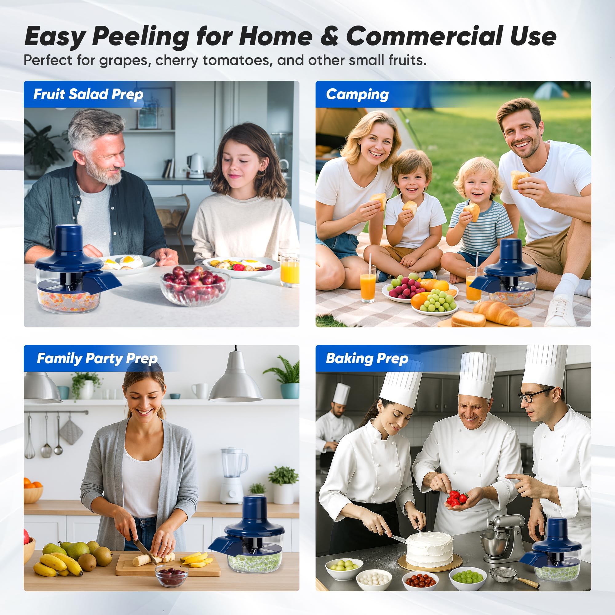 Qiknuny one-touch peel action simplifies prep for salads and jams