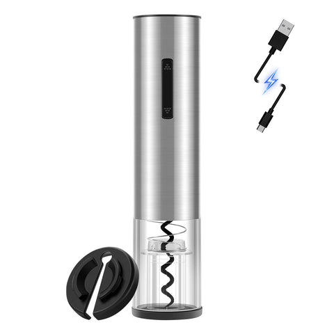 QIKPCK electric wine opener with foil cutter demonstrates precise one touch uncorking for effortless hosting.
