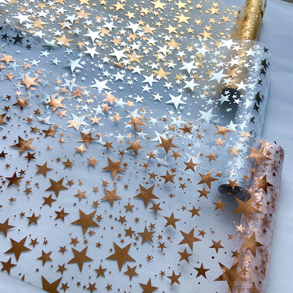 QILANJO wedding table with gold star runner as a refined centerpiece accent.