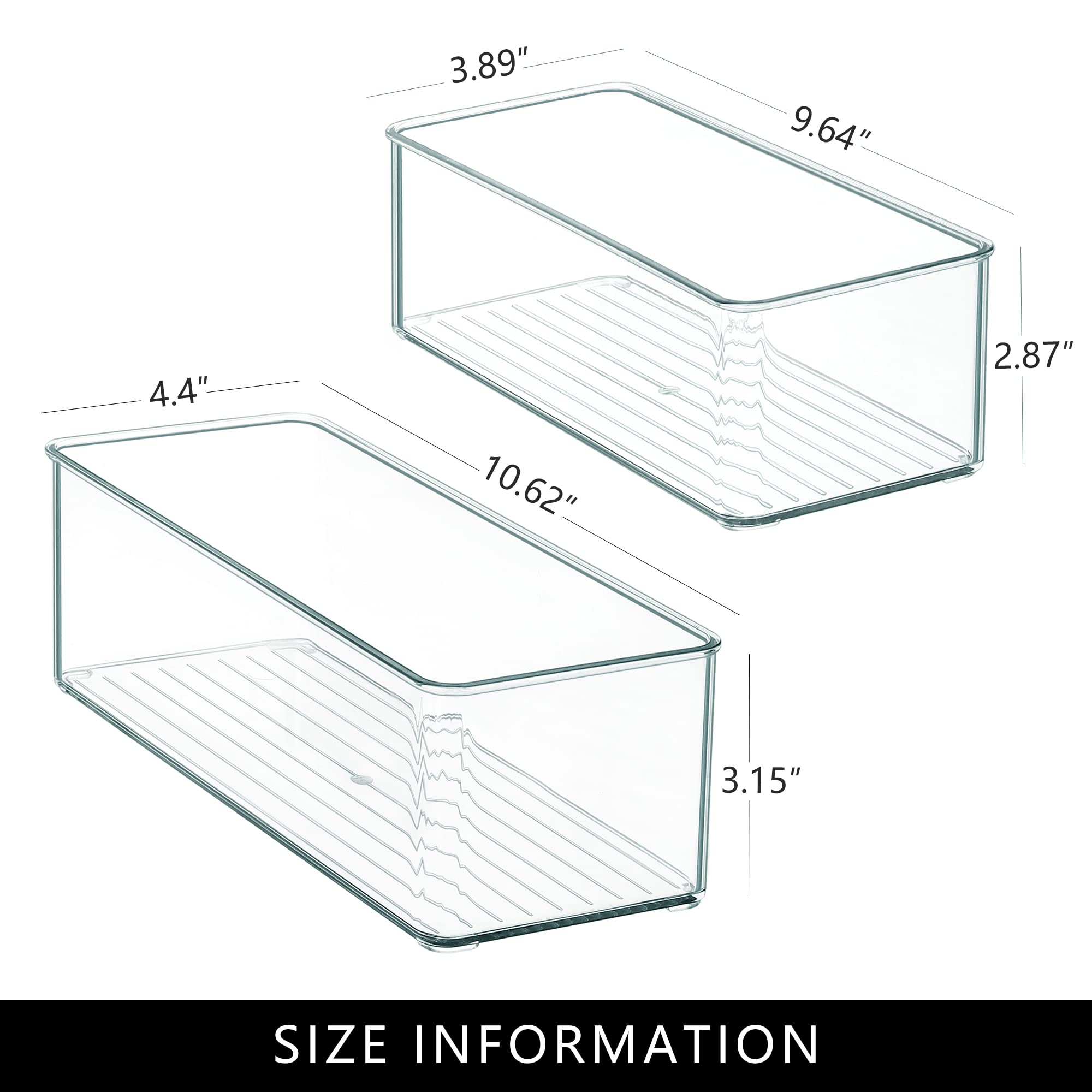 Qilinba 8-pack clear organizer bin, small deep drawer keeps cosmetics neatly visible.