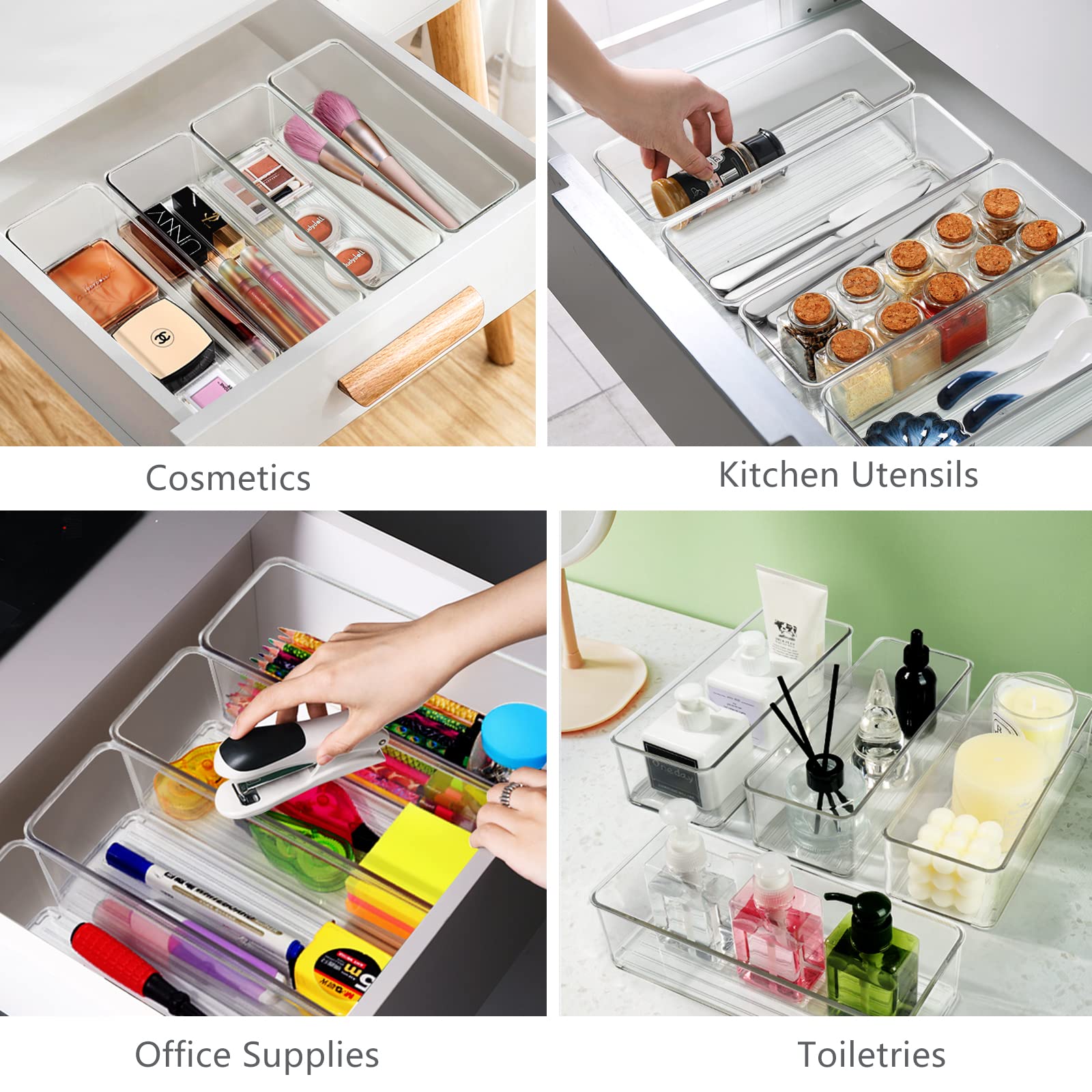Qilinba cosmetics organization bin keeps makeup tools organized and visible.