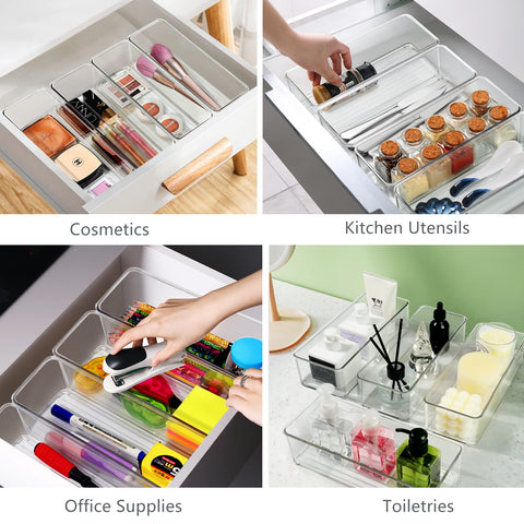 Qilinba cosmetics organization bin keeps makeup tools organized and visible.