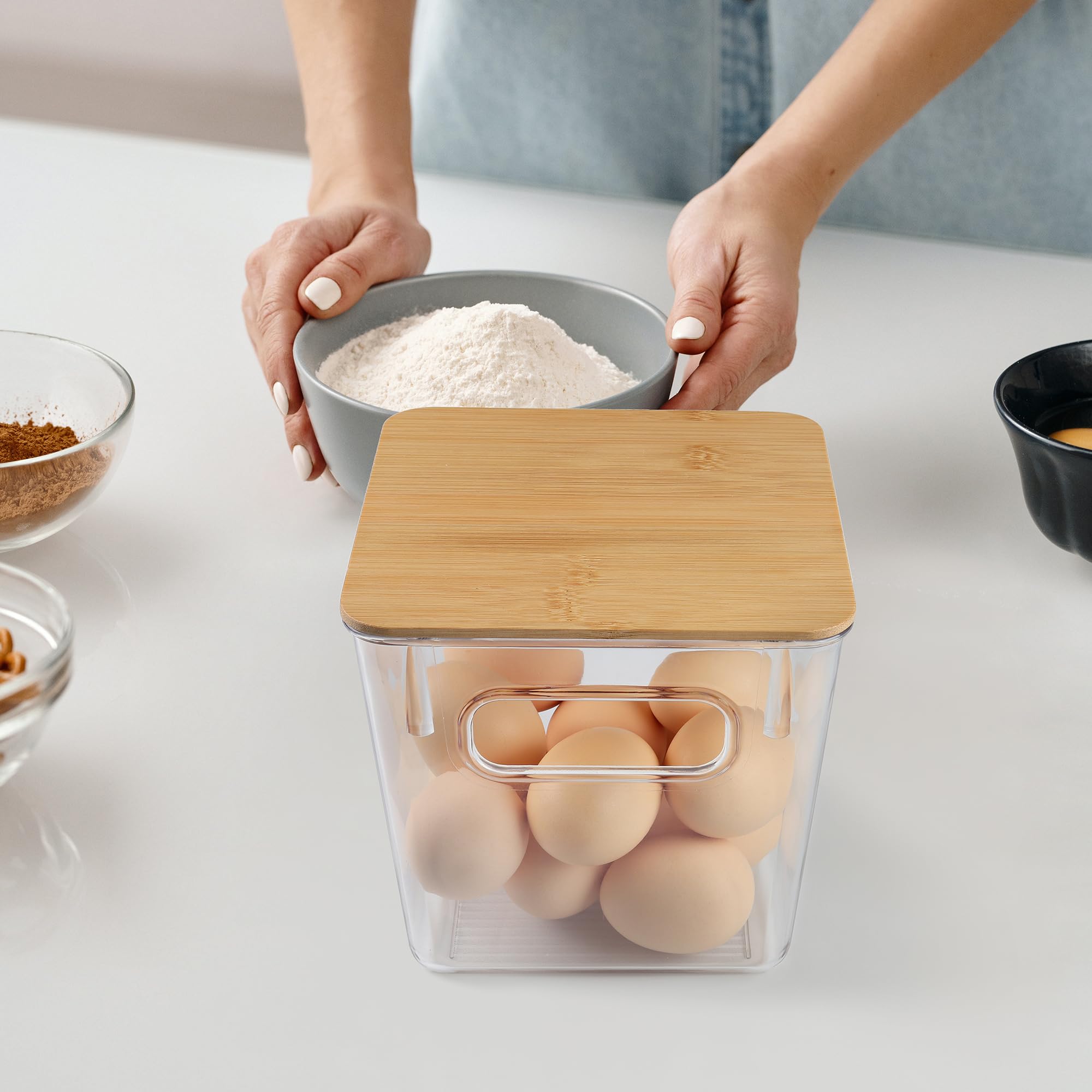 Qilinba K Cup storage bin on a countertop for easy pod access.