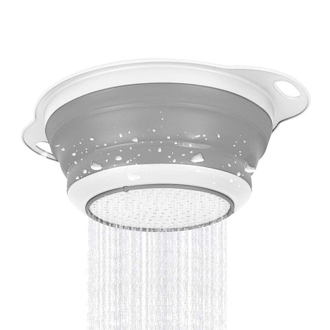 QiMH colander draining pasta with ergonomic handles for easy use