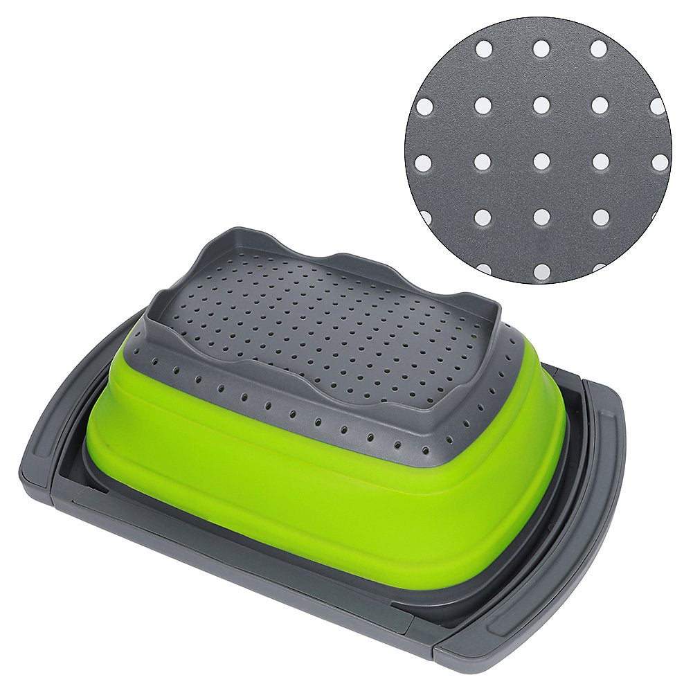 QiMH colander drains pasta efficiently with extended grip.