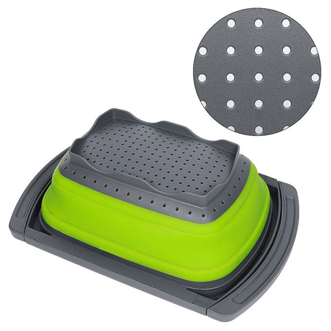 QiMH colander drains pasta efficiently with extended grip.