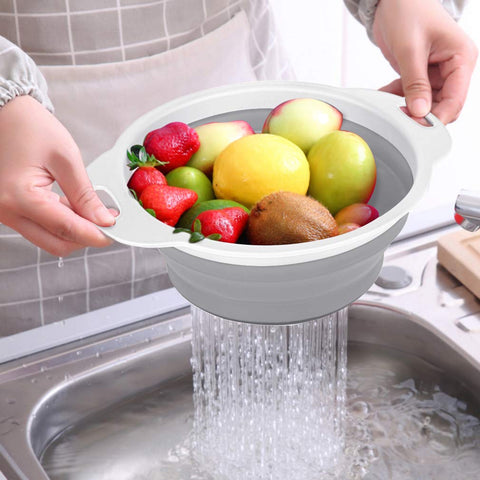 QiMH 2-quart collapsible colander ready for small rinses