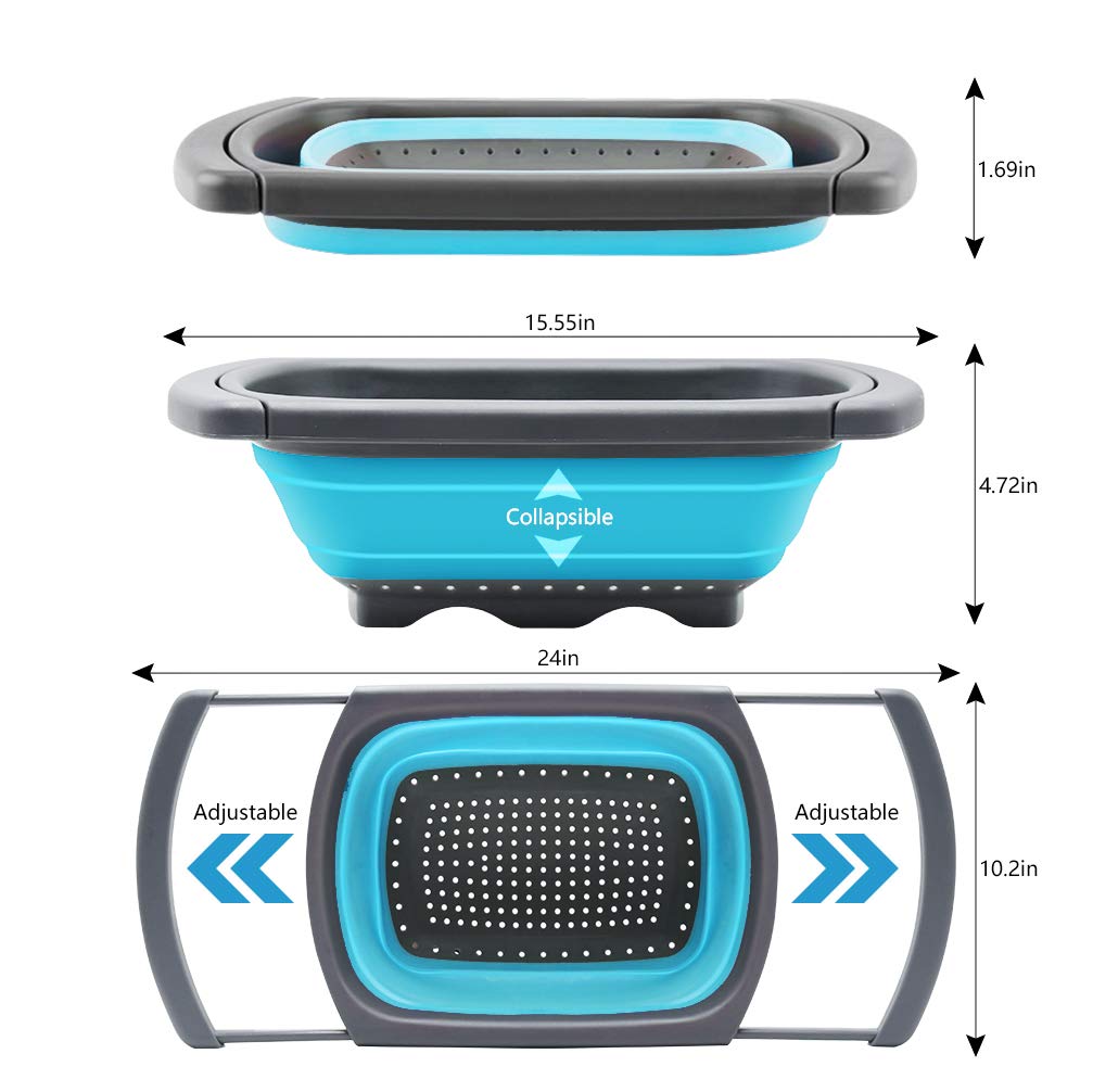 QiMH collapsible colander 4-quart compact folded for storage