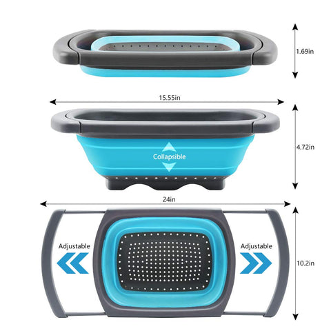 QiMH collapsible colander 4-quart compact folded for storage